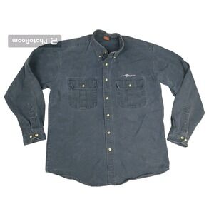 MICKEY UNLIMITED   Navy Blue Long Sleeve Shirt Size M‎ Embroidered Disney Canvas